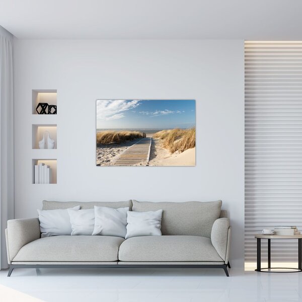 Tablou - Plaja cu nisip de pe insula Langeoog, Germania (90x60 cm)