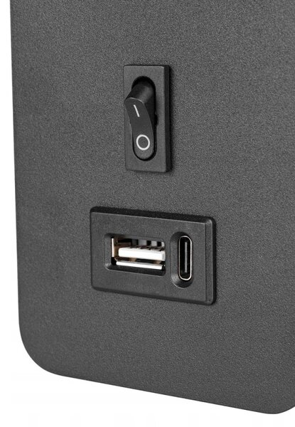 Aplica de perete Piero, LED G9, 35W, IP20, USB, comutator ON/OFF, negru mat si auriu
