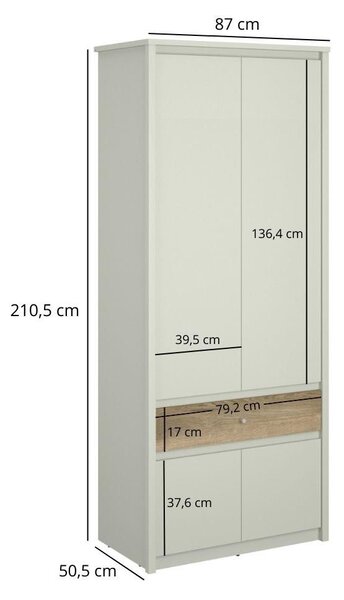 Dulap de haine Kodro 2 (cașmir + stejar evoke) . 1116930