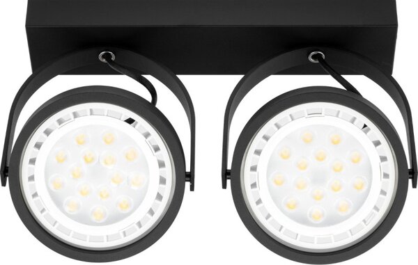 Aplica Leon dubla, 2xLED GU10 35W, design minimalist, rotatie 350 grade, inclinatie 90 grade, negru mat