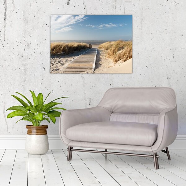 Tablou - Plaja cu nisip de pe insula Langeoog, Germania (70x50 cm)