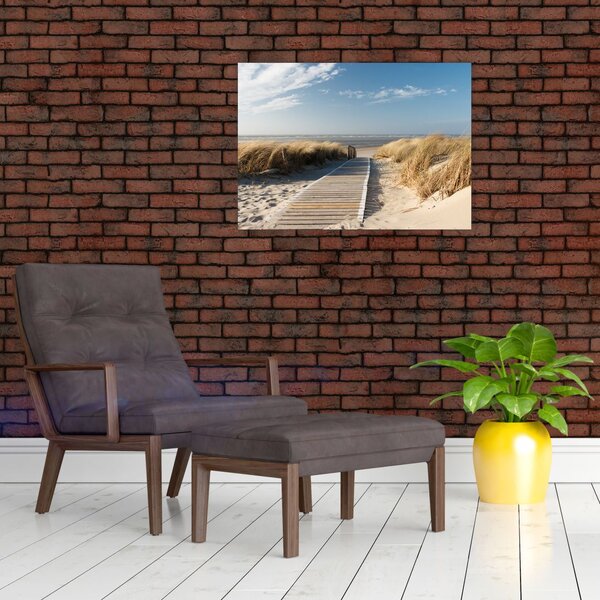 Tablou - Plaja cu nisip de pe insula Langeoog, Germania (70x50 cm)