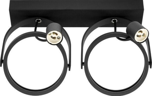 Aplica Leon dubla, 2xLED GU10 35W, design minimalist, rotatie 350 grade, inclinatie 90 grade, negru mat
