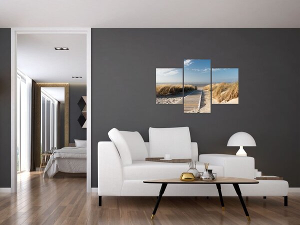 Tablou - Plaja cu nisip de pe insula Langeoog, Germania (90x60 cm)