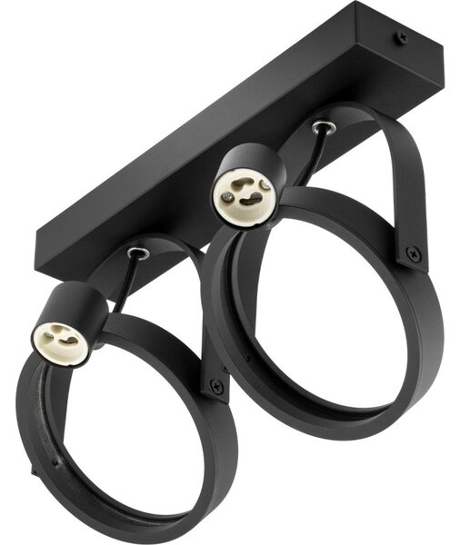 Aplica Leon dubla, 2xLED GU10 35W, design minimalist, rotatie 350 grade, inclinatie 90 grade, negru mat
