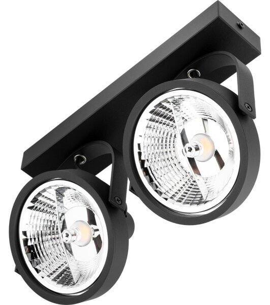 Aplica Leon dubla, 2xLED GU10 35W, design minimalist, rotatie 350 grade, inclinatie 90 grade, negru mat
