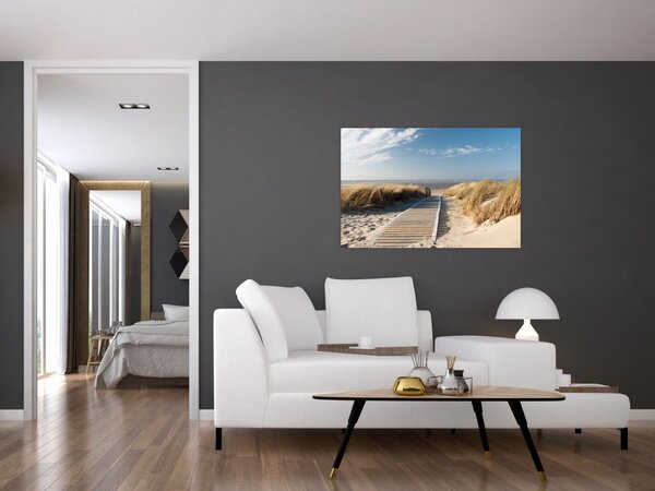 Tablou - Plaja cu nisip de pe insula Langeoog, Germania (90x60 cm)