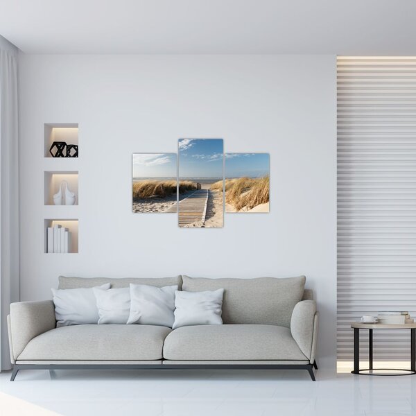 Tablou - Plaja cu nisip de pe insula Langeoog, Germania (90x60 cm)