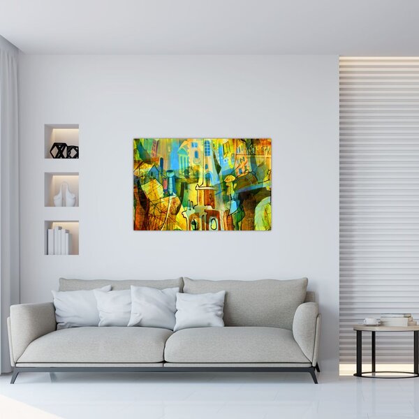 Tablou - Arhitectură, abstractizare cubistă (90x60 cm)