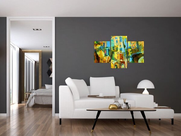 Tablou - Arhitectură, abstractizare cubistă (90x60 cm)