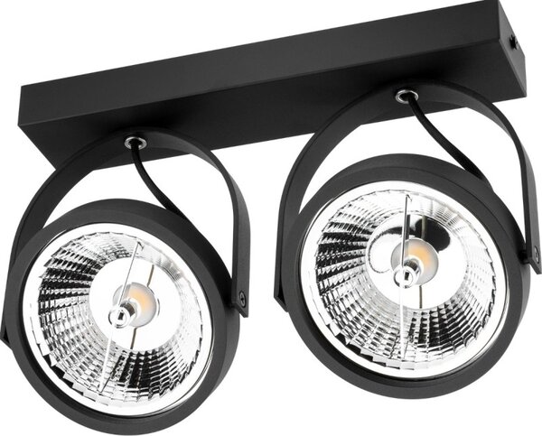 Aplica Leon dubla, 2xLED GU10 35W, design minimalist, rotatie 350 grade, inclinatie 90 grade, negru mat