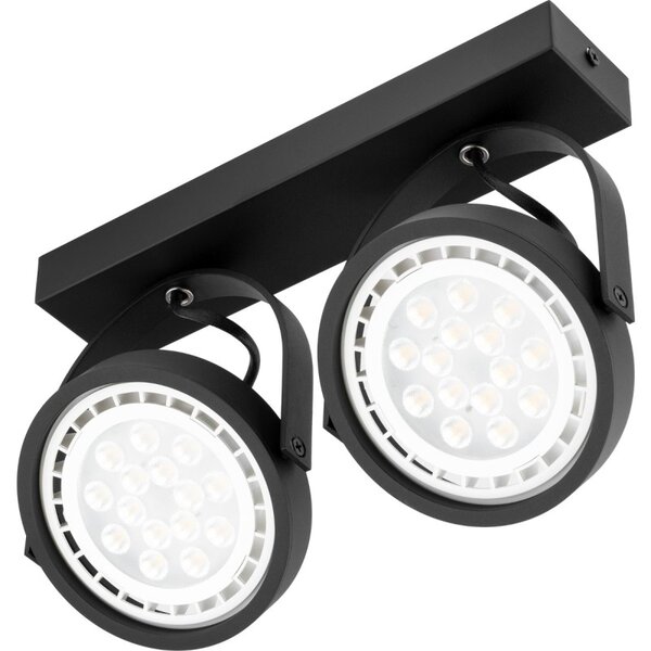 Aplica Leon dubla, 2xLED GU10 35W, design minimalist, rotatie 350 grade, inclinatie 90 grade, negru mat