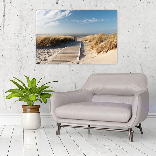 Tablou - Plaja cu nisip de pe insula Langeoog, Germania (90x60 cm)