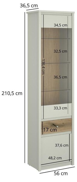 Vitrină Kodro 1 (cașmir + stejar evoke) . 1116924