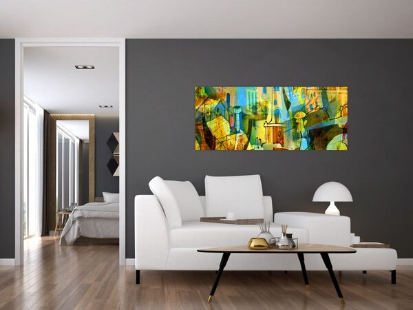 Tablou - Arhitectură, abstractizare cubistă (120x50 cm)