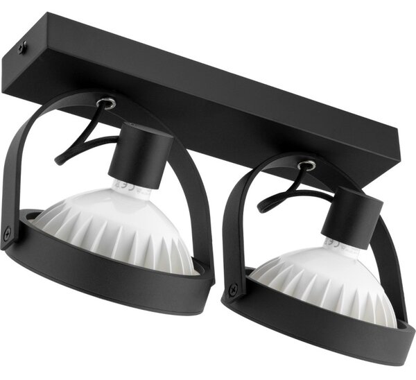 Aplica Leon dubla, 2xLED GU10 35W, design minimalist, rotatie 350 grade, inclinatie 90 grade, negru mat