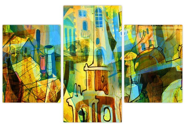 Tablou - Arhitectură, abstractizare cubistă (90x60 cm)