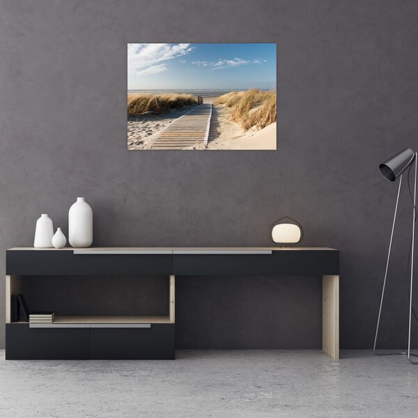 Tablou - Plaja cu nisip de pe insula Langeoog, Germania (70x50 cm)