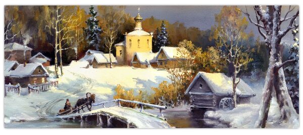 Tablou - Orășel iarna (120x50 cm)