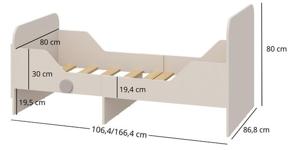 Pat extensibil pentru copii 80 cm Perdidos (cașmir) (cu somieră). 1116965