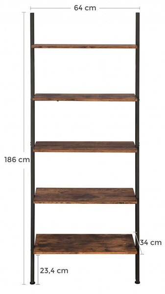 Raft tip Scară Model Colby, Maro rustic/Negru