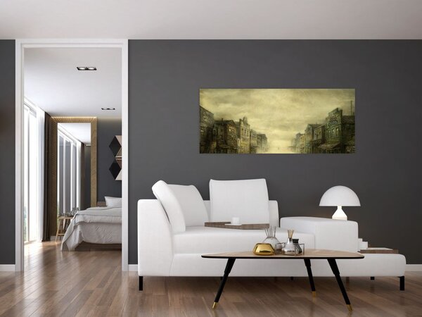 Tablou - Oraș colorat, abstracție (120x50 cm)