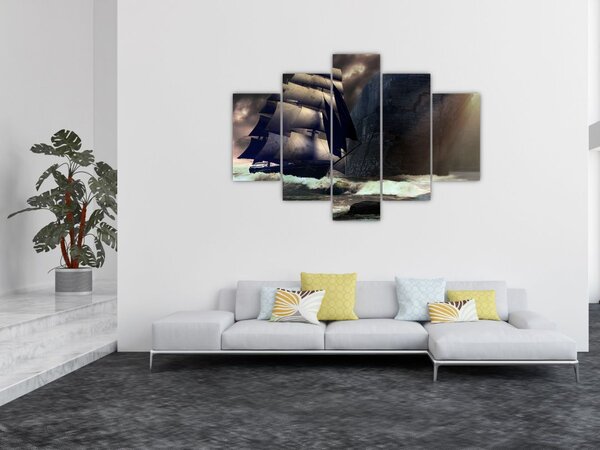 Tablou - Navă printre recife (150x105 cm)