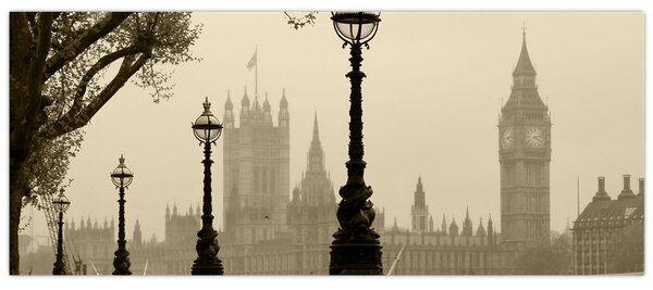 Tablou - Londra în ceață, Anglia (120x50 cm)