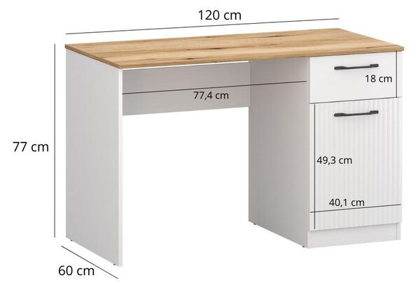 Masă PC Vejares (alb + stejar evoke). 1116993