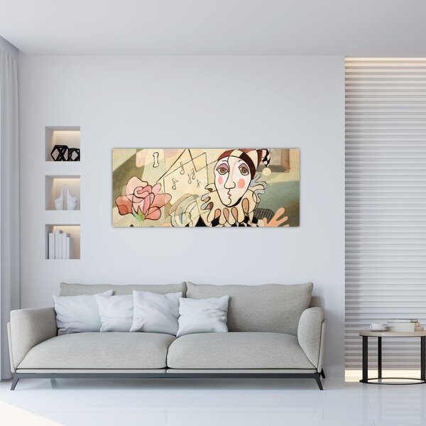 Tablou - Cubismul - arlechin și trandafir (120x50 cm)