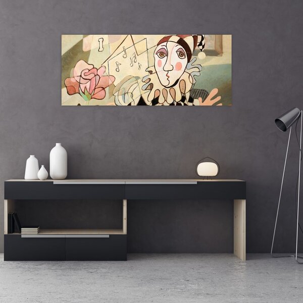 Tablou - Cubismul - arlechin și trandafir (120x50 cm)