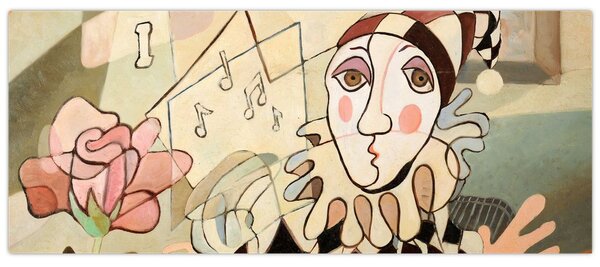 Tablou - Cubismul - arlechin și trandafir (120x50 cm)