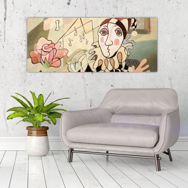 Tablou - Cubismul - arlechin și trandafir (120x50 cm)