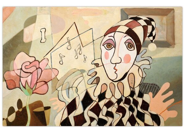Tablou - Cubismul - arlechin și trandafir (90x60 cm)