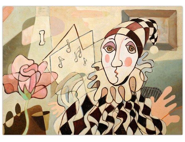Tablou - Cubismul - arlechin și trandafir (70x50 cm)