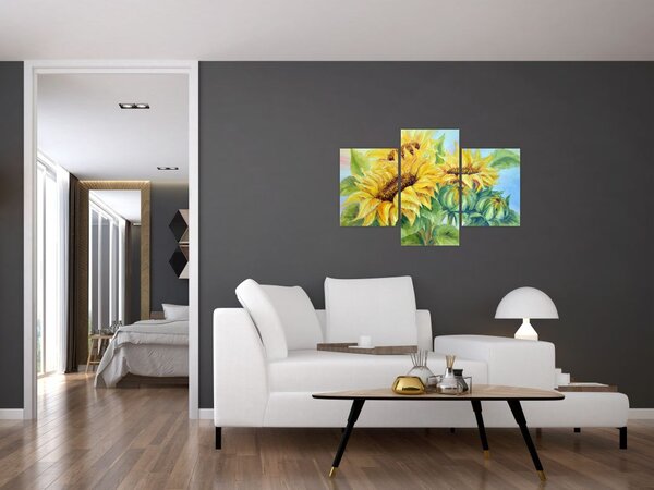 Tablou - Floarea soarelui înflorită (90x60 cm)