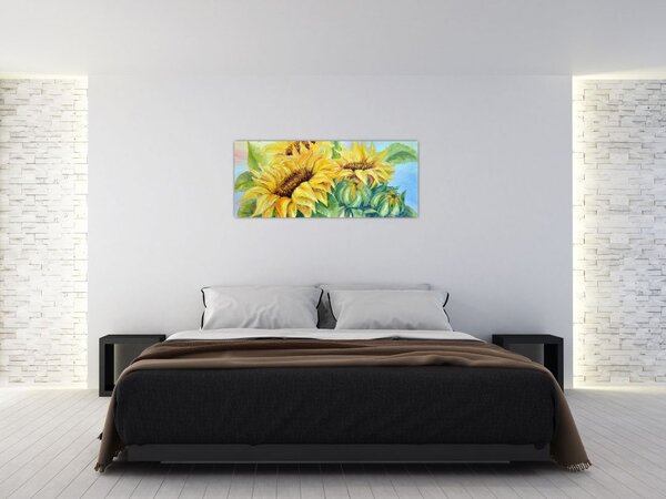 Tablou - Floarea soarelui înflorită (120x50 cm)