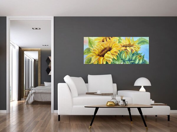 Tablou - Floarea soarelui înflorită (120x50 cm)