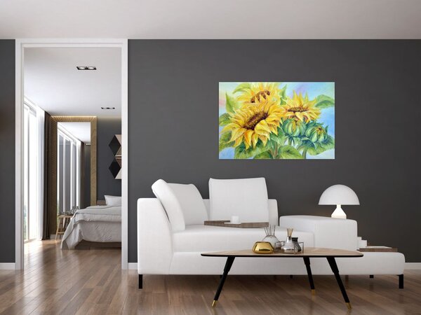 Tablou - Floarea soarelui înflorită (90x60 cm)