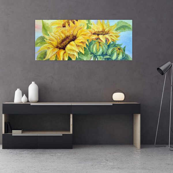 Tablou - Floarea soarelui înflorită (120x50 cm)