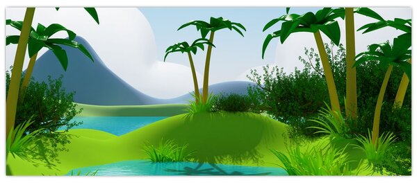 Tablou - Lac în junglă (120x50 cm)