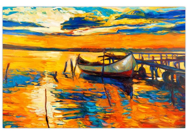 Tablou - Barca la apus de soare (90x60 cm)
