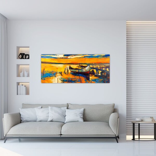 Tablou - Barca la apus de soare (120x50 cm)