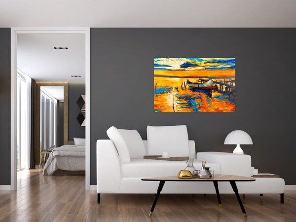 Tablou - Barca la apus de soare (90x60 cm)