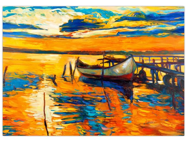 Tablou - Barca la apus de soare (70x50 cm)