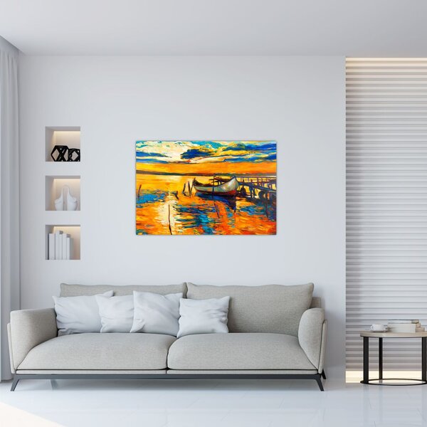 Tablou - Barca la apus de soare (90x60 cm)
