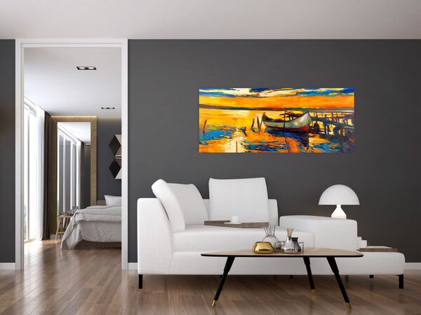 Tablou - Barca la apus de soare (120x50 cm)