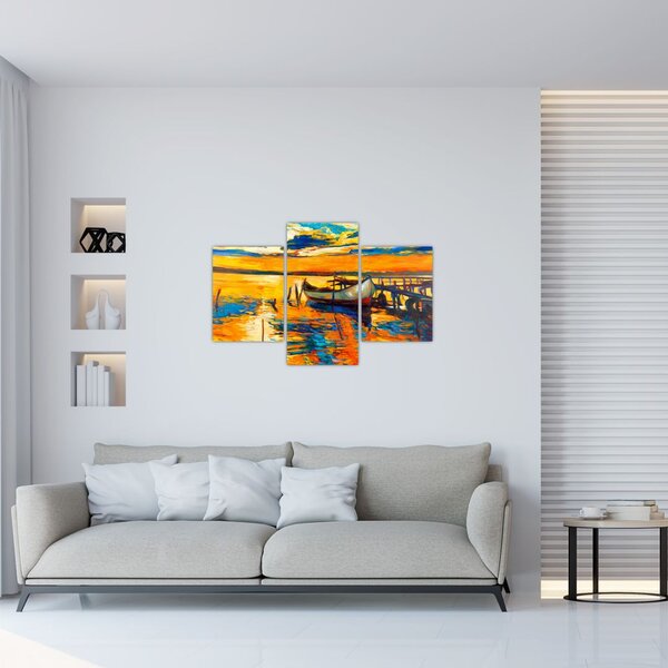 Tablou - Barca la apus de soare (90x60 cm)