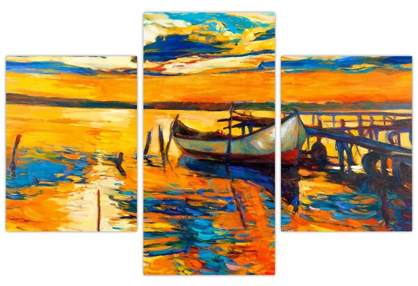 Tablou - Barca la apus de soare (90x60 cm)