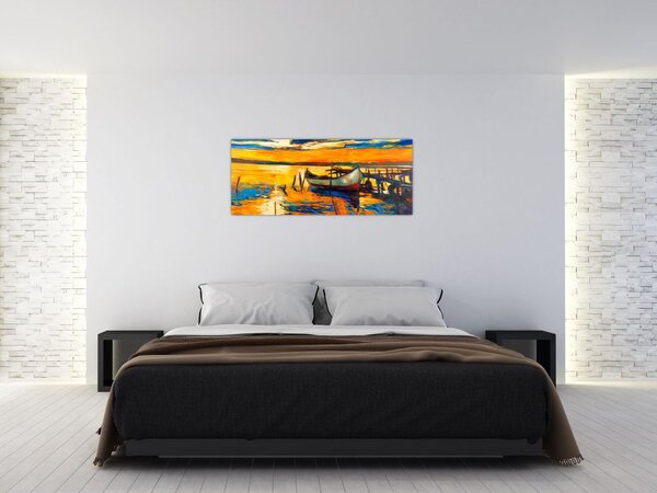 Tablou - Barca la apus de soare (120x50 cm)